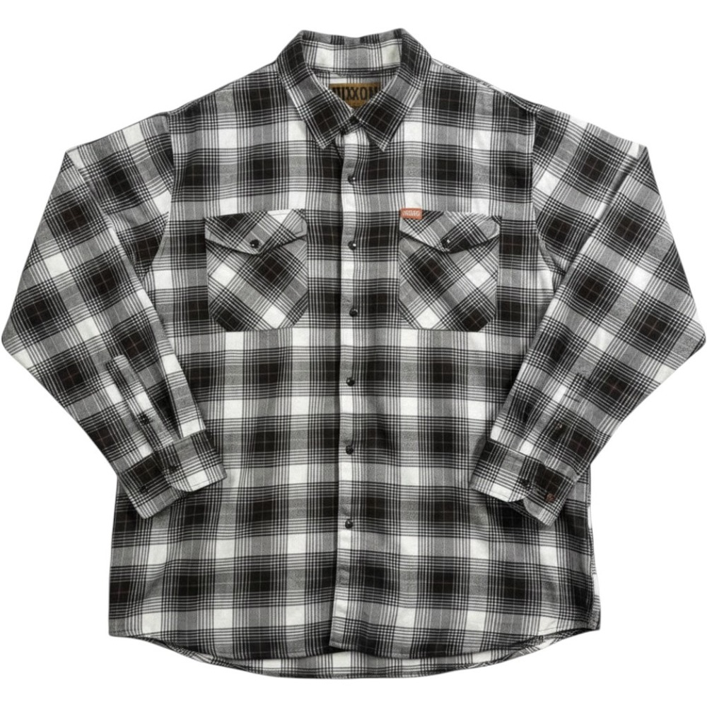 Dixxon Flannel Co Mens Arthur Shirt Mens 2XL Black White Gray Plaid Snap D-Tech